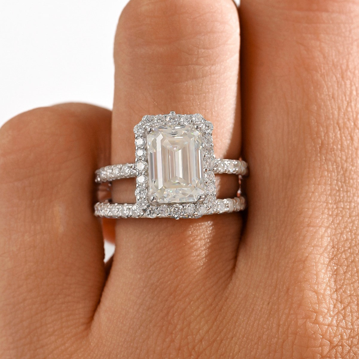 Moissanite Radiant Split Ring