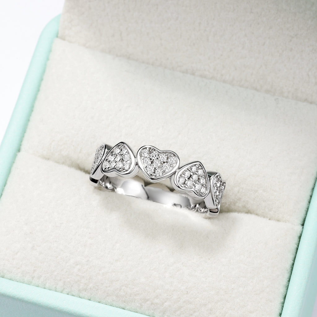Moissanite Heart Eternity Ring