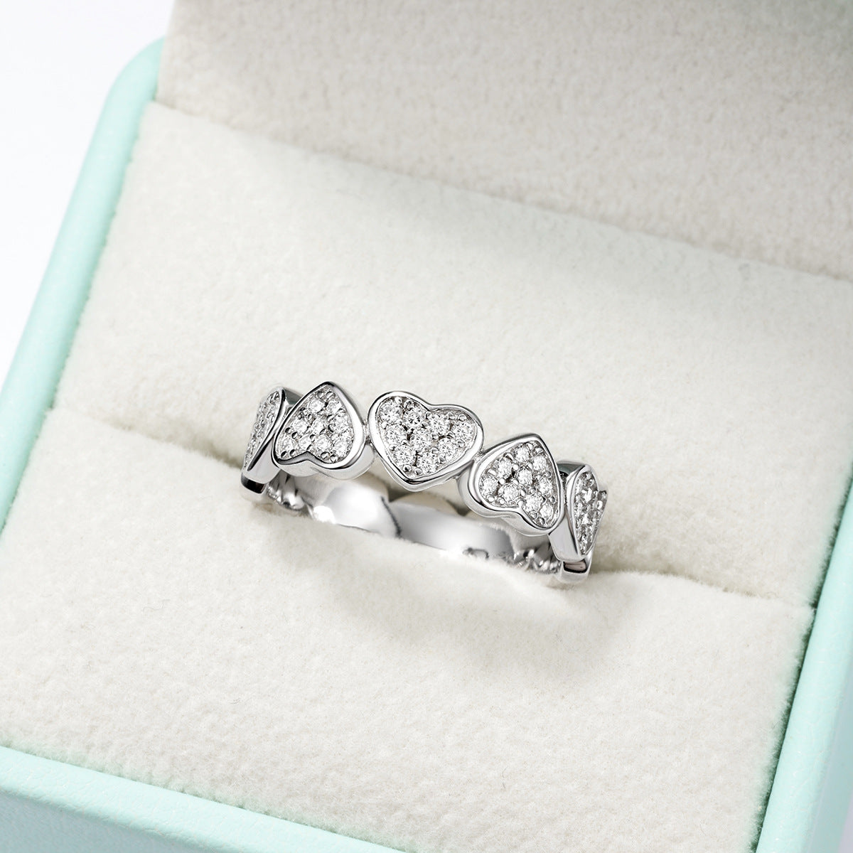 Moissanite Heart Eternity Ring