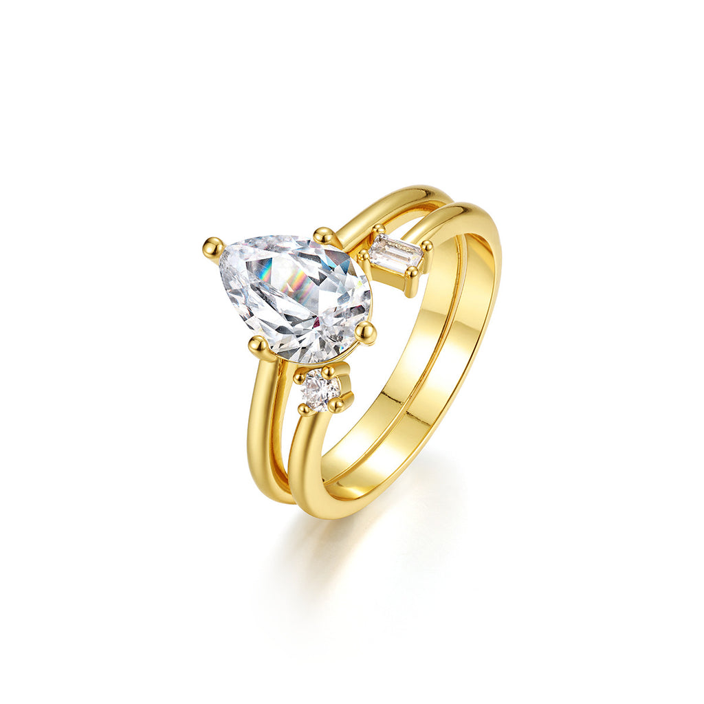 Moissanite Pear Stack Ring