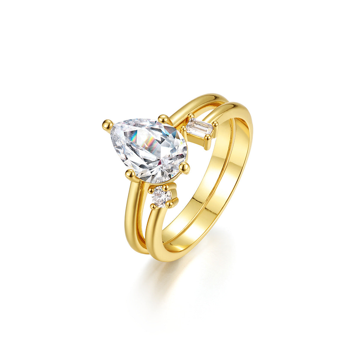 Moissanite Pear Stack Ring