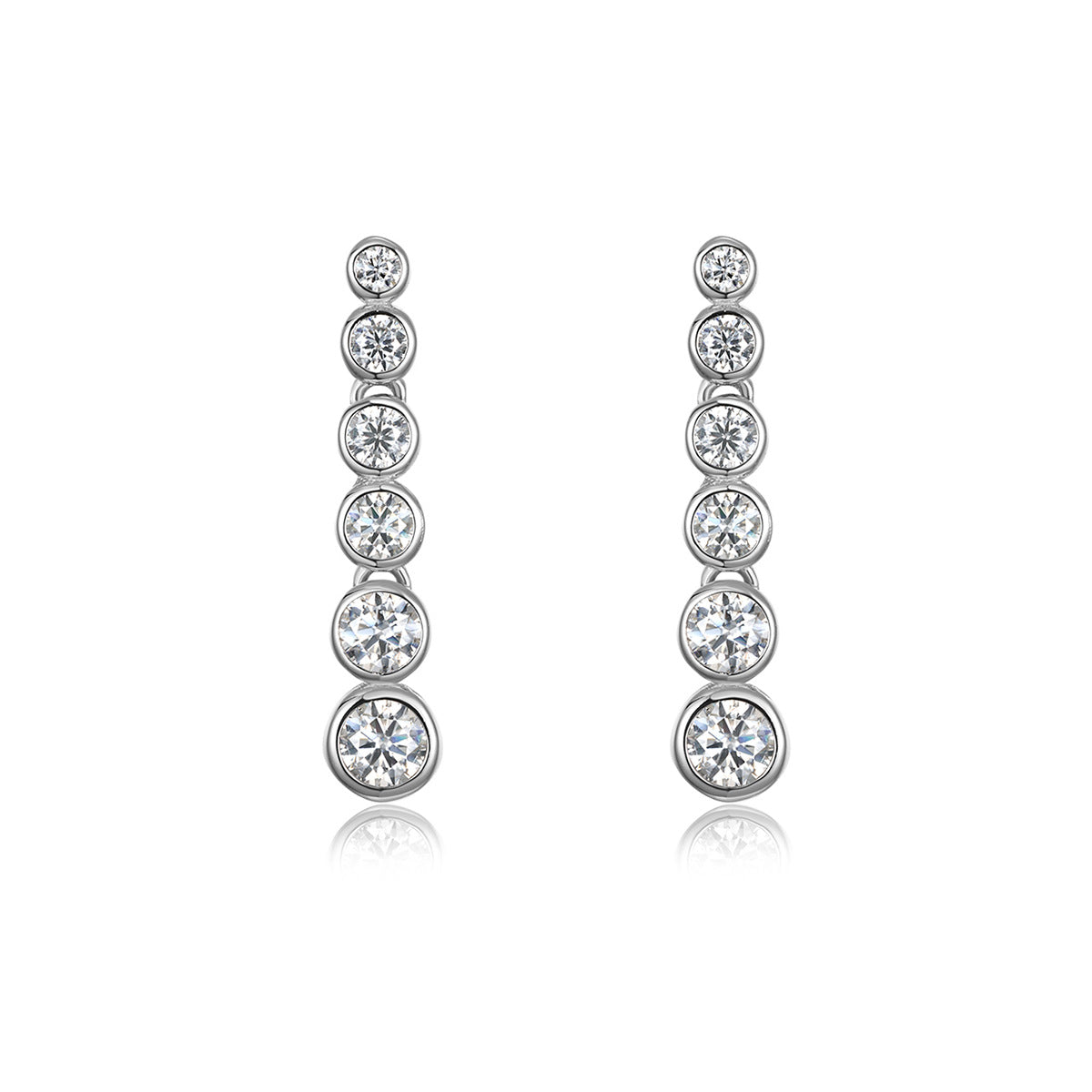 Moissanite Graduated Bezel Earrings
