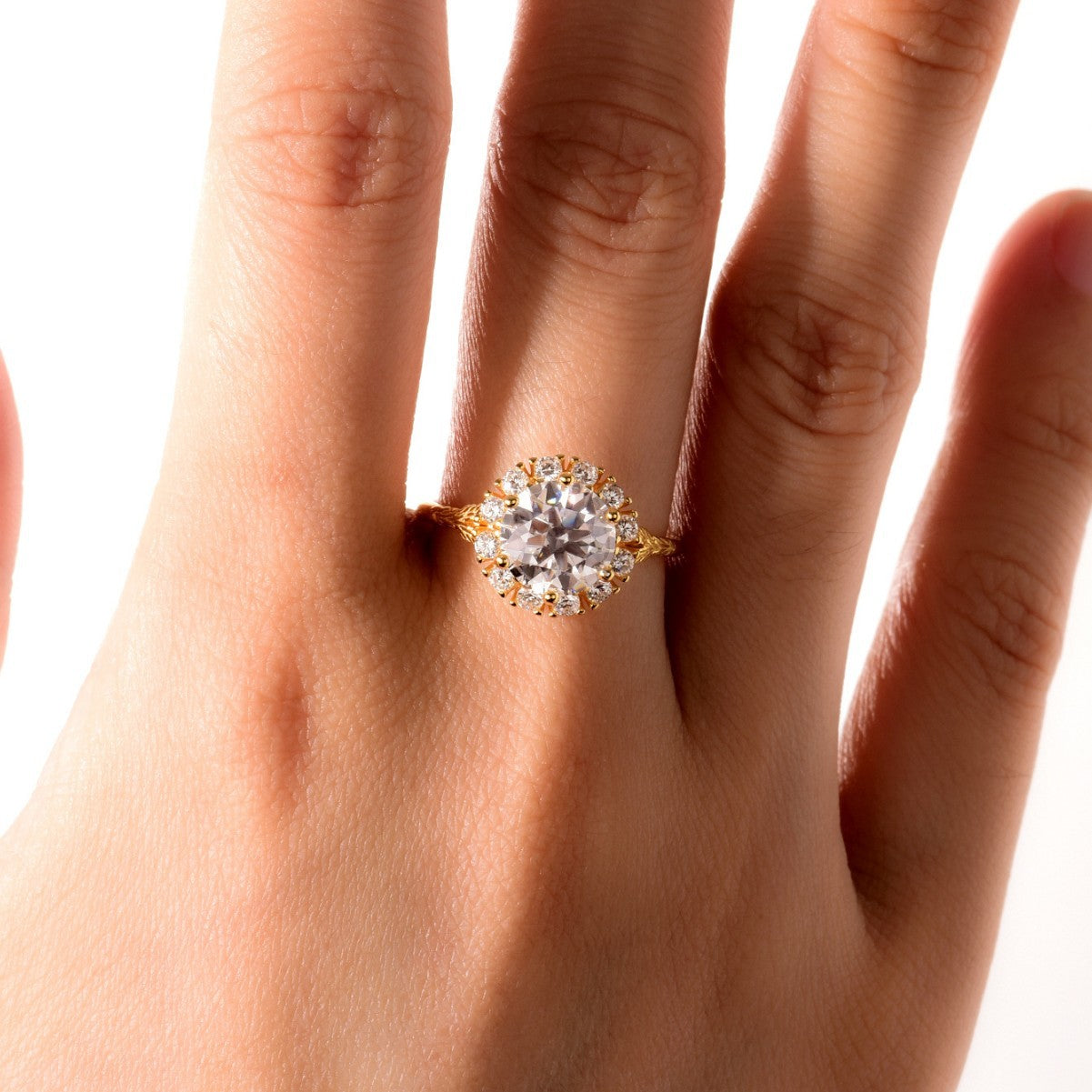 Moissanite Oval Sunflower Ring