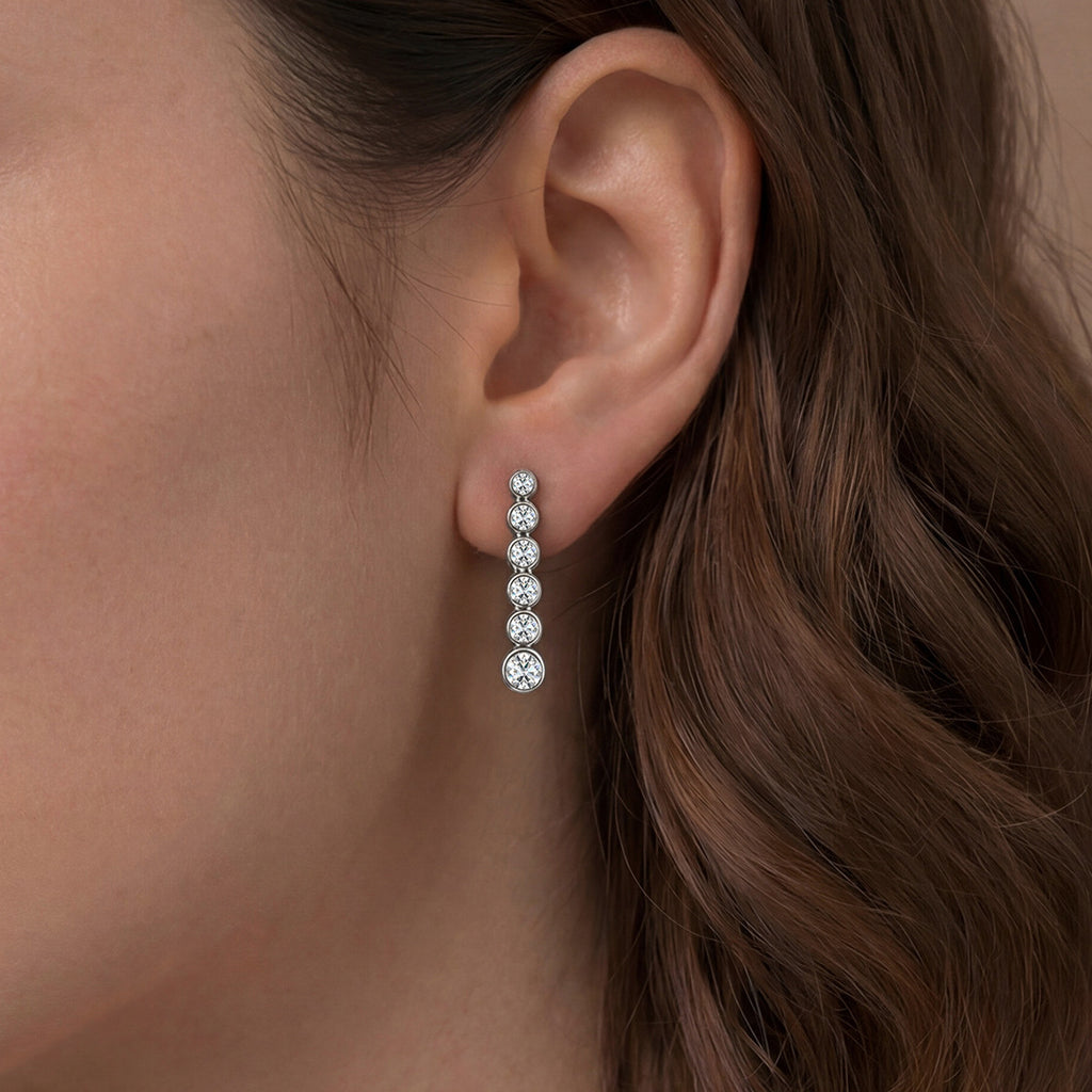 Moissanite Graduated Bezel Earrings