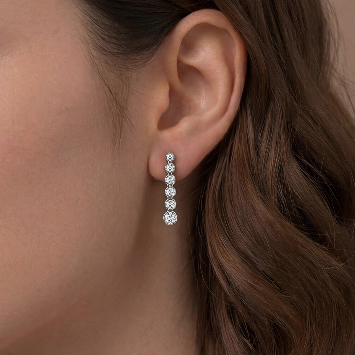 Moissanite Graduated Bezel Earrings