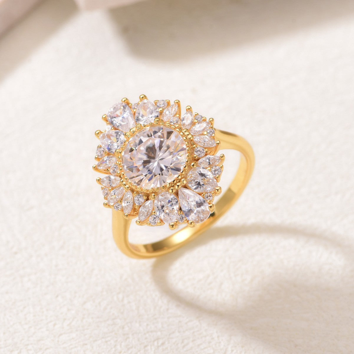 Moissanite Flower Halo Ring