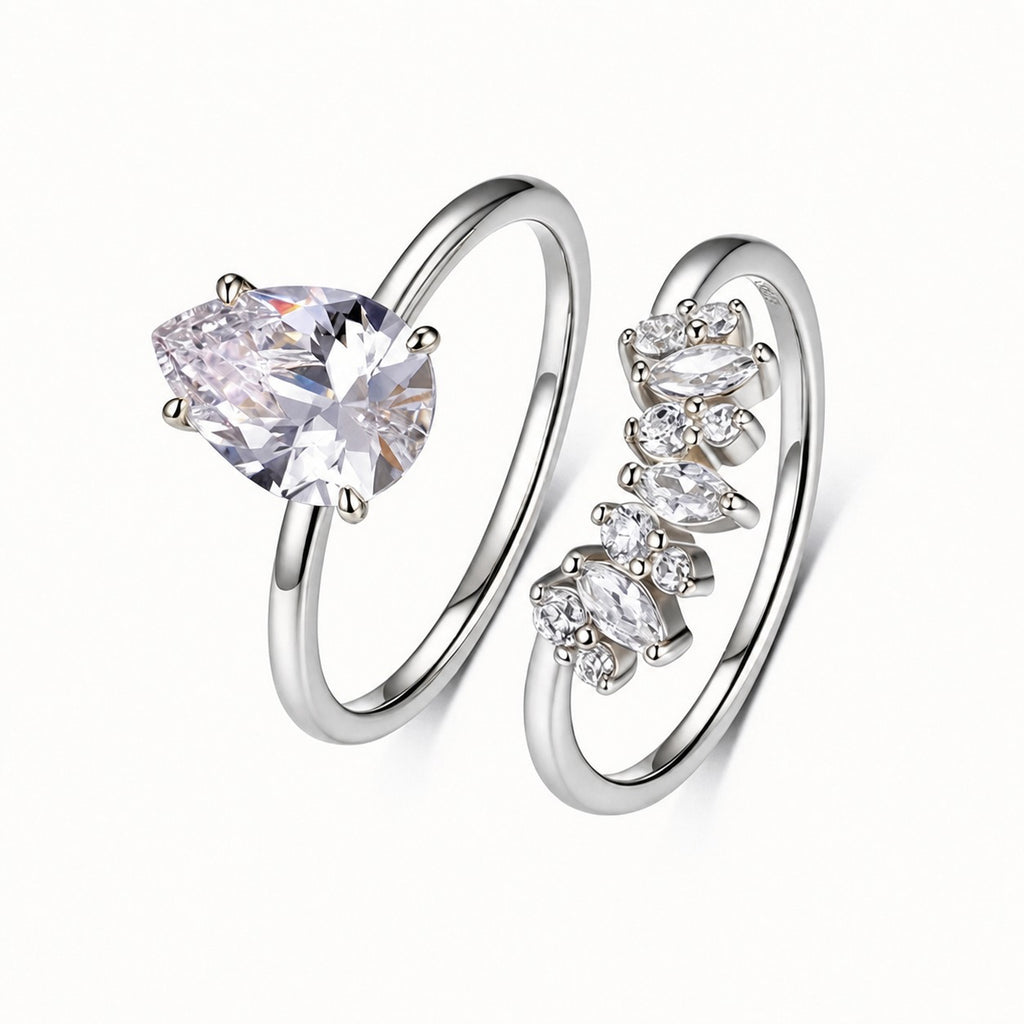 Moissanite Pear Ring Set