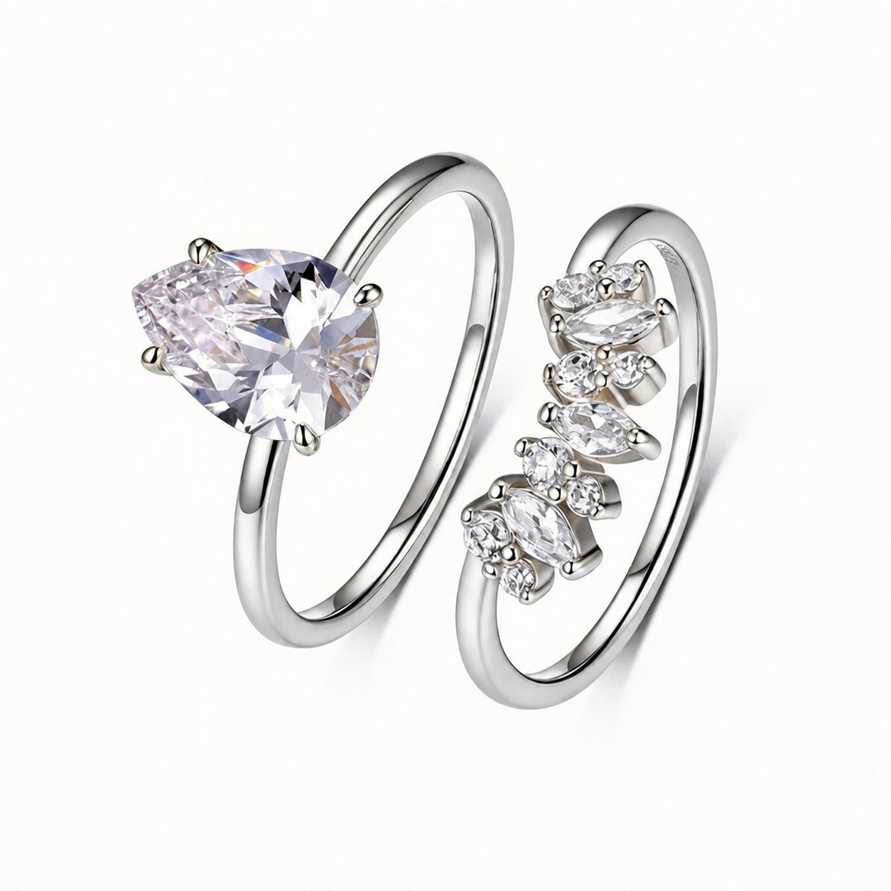 Moissanite Pear Ring Set
