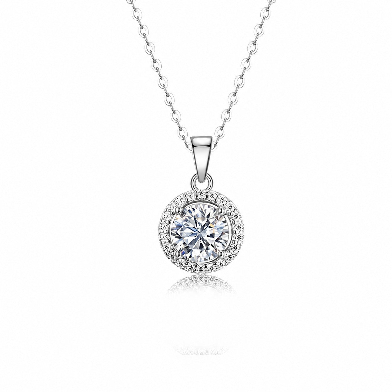 Moissanite Halo Pendant Necklace