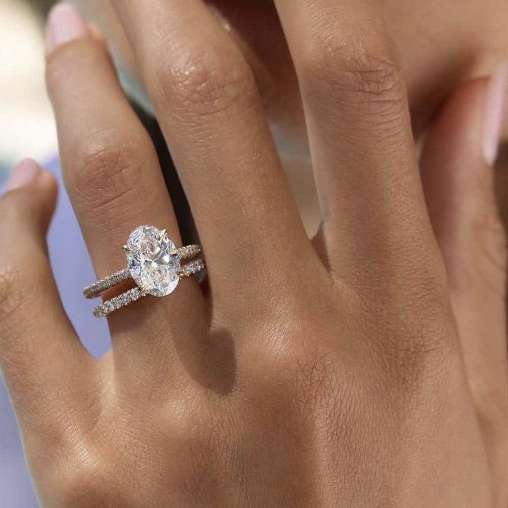 Moissanite Oval Ring Set