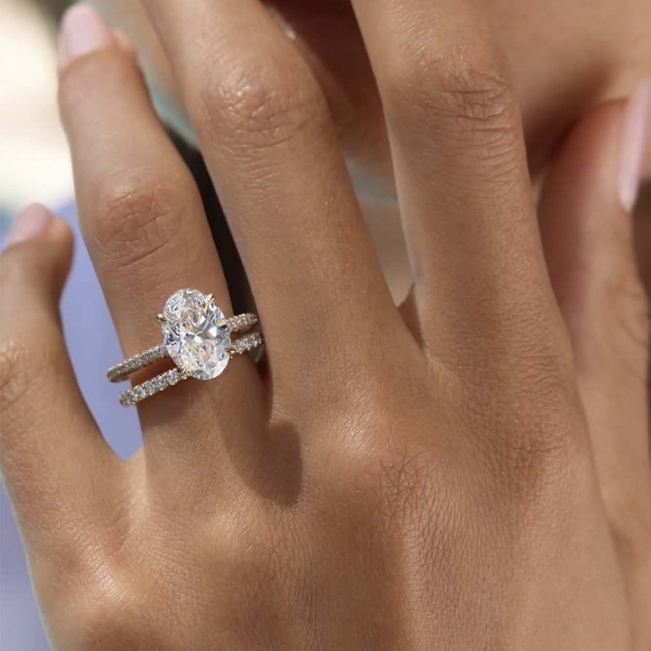 Moissanite Oval Ring Set