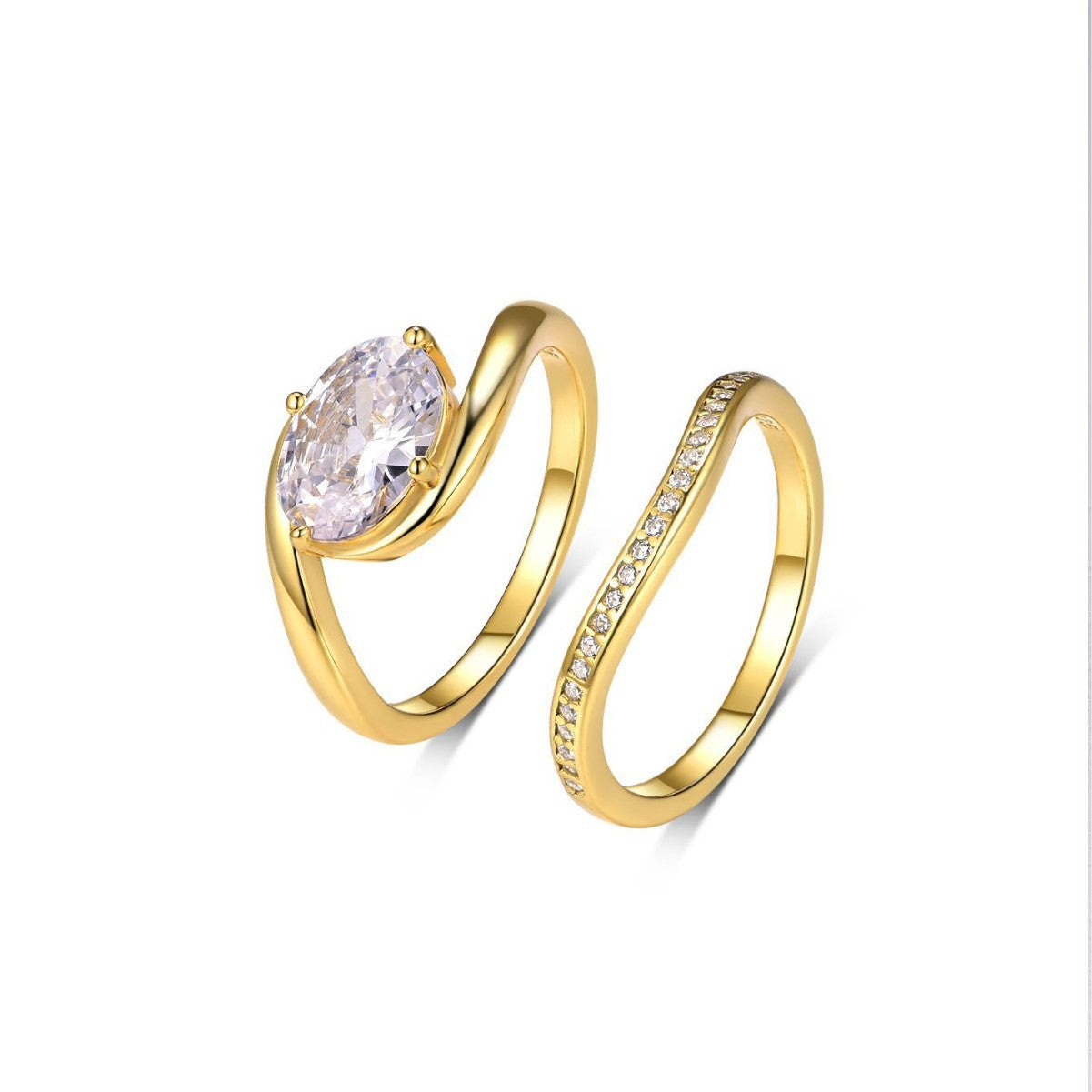 Moissanite Oval Ring Set