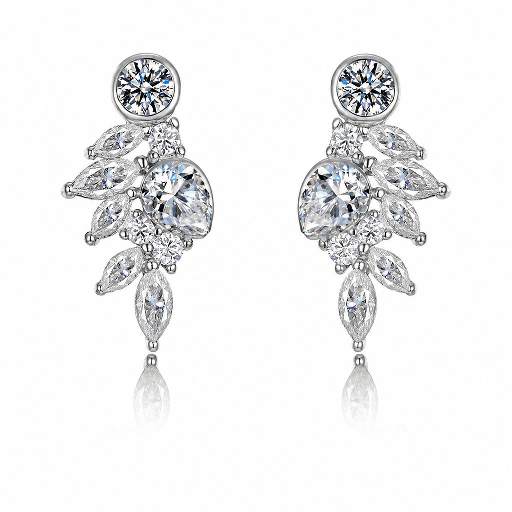 Moissanite Leaf Cluster Earrings