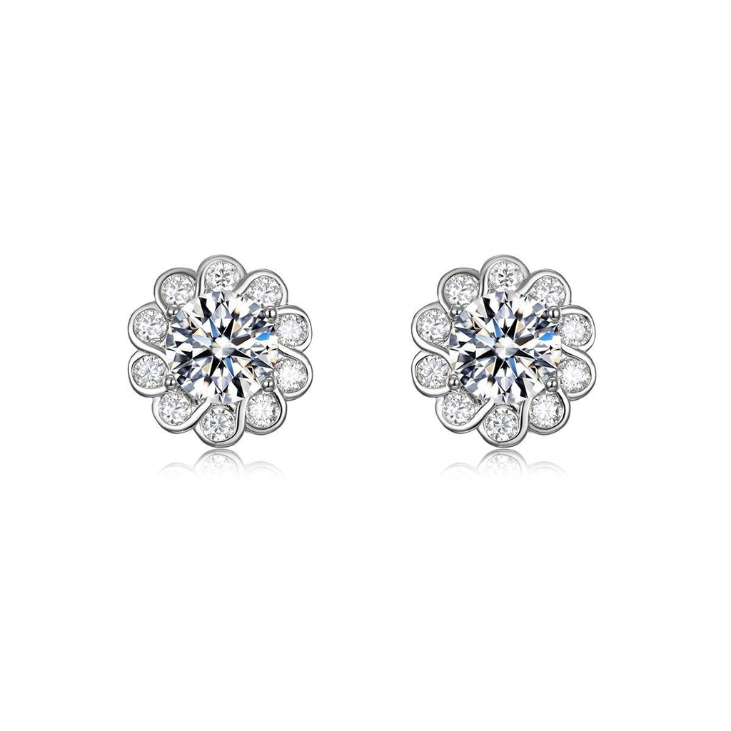 Moissanite Sunflower Halo Earrings