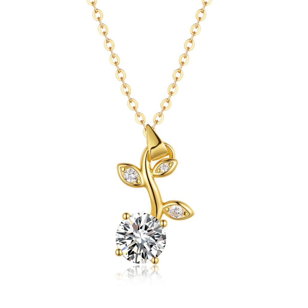 Moissanite Branch Leaf Necklace