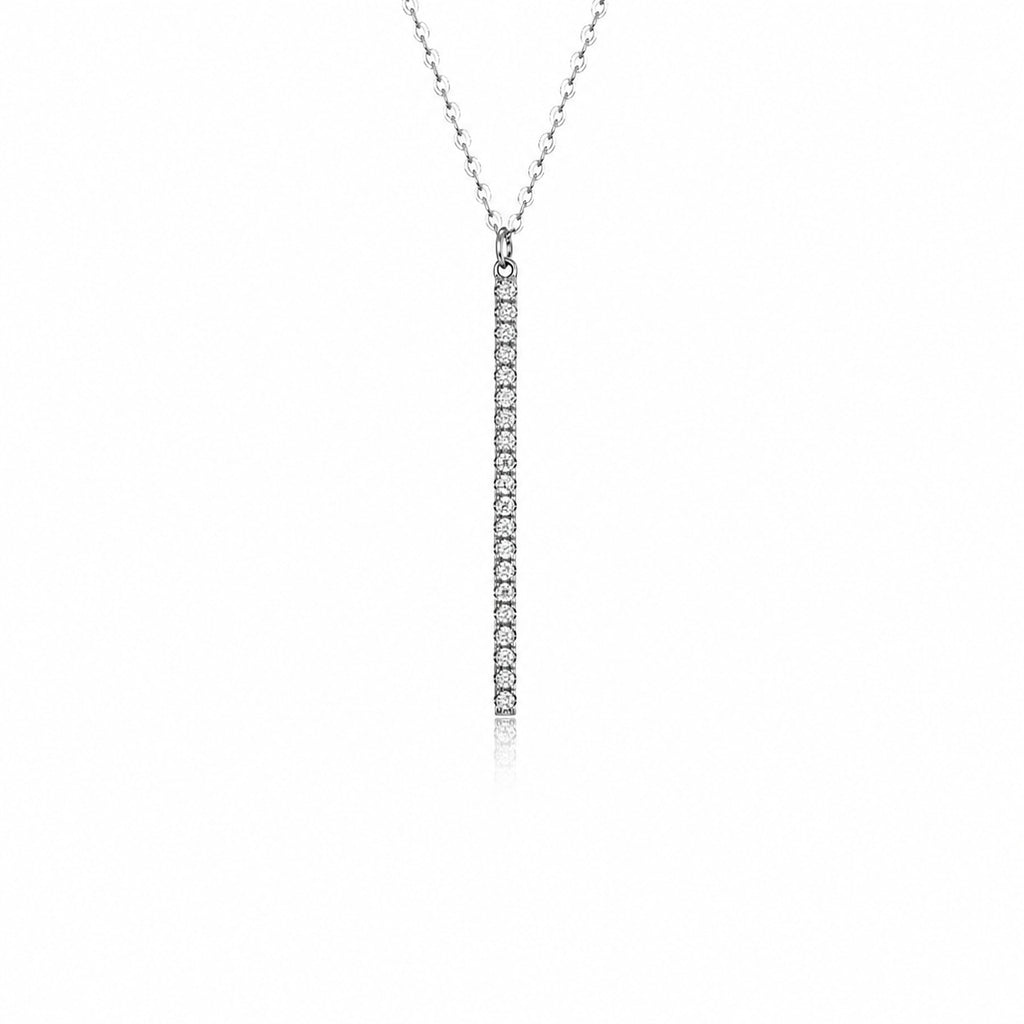 Moissanite Geometric Vertical Bar Pendant Necklace in 925 Sterling Silver