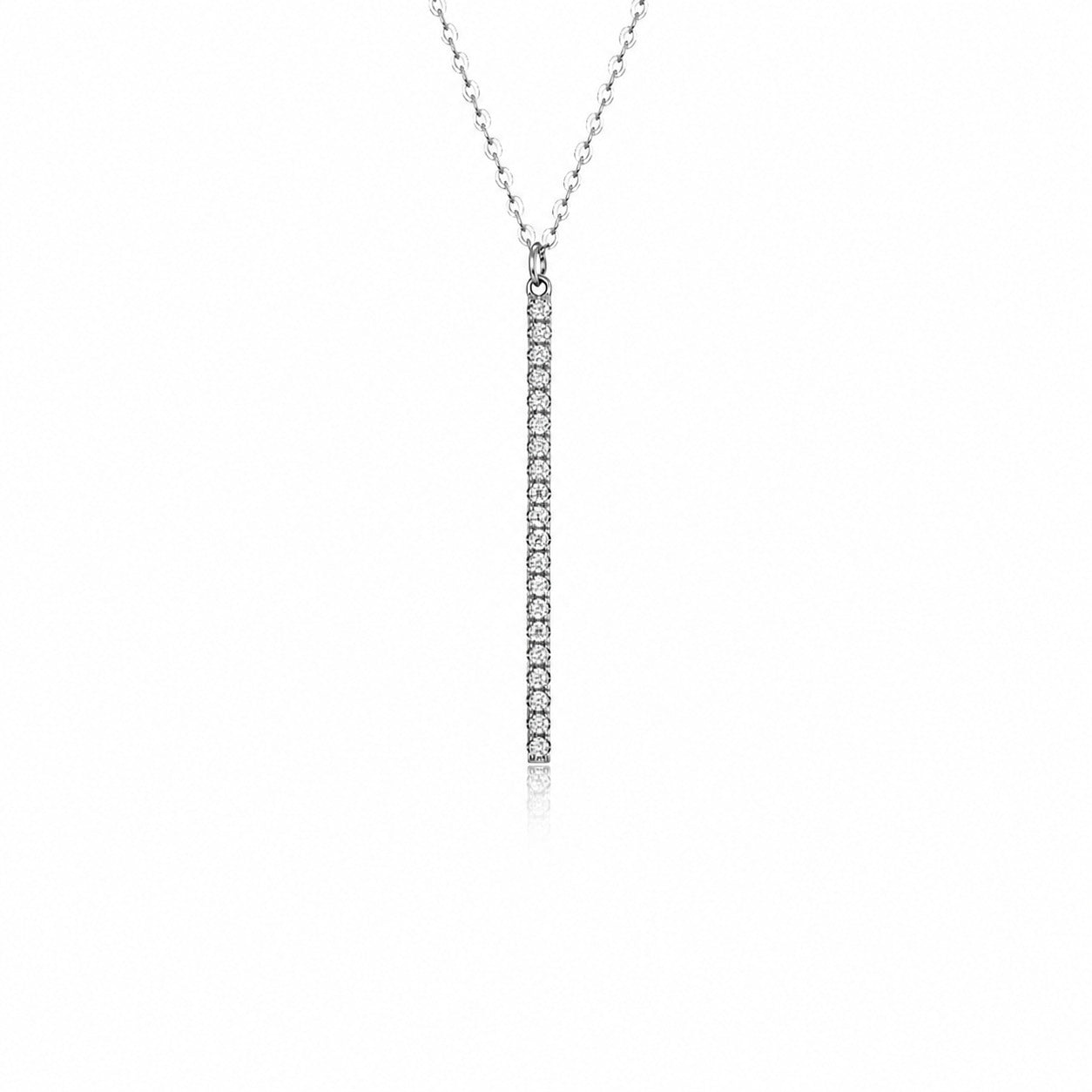 Moissanite Geometric Vertical Bar Pendant Necklace in 925 Sterling Silver