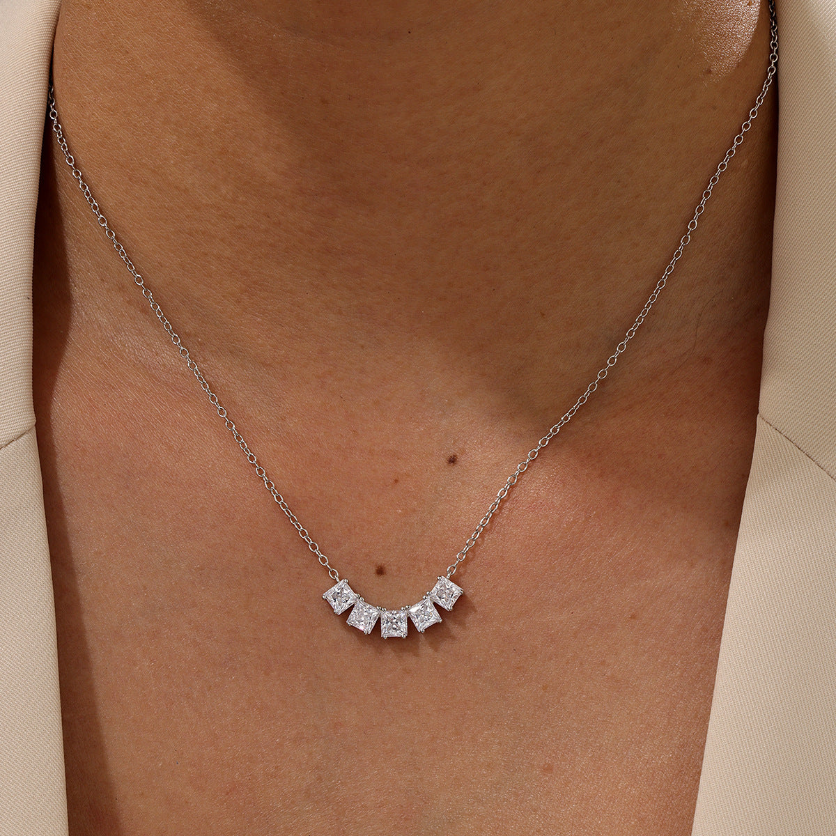 Moissanite Fan Stone Necklace