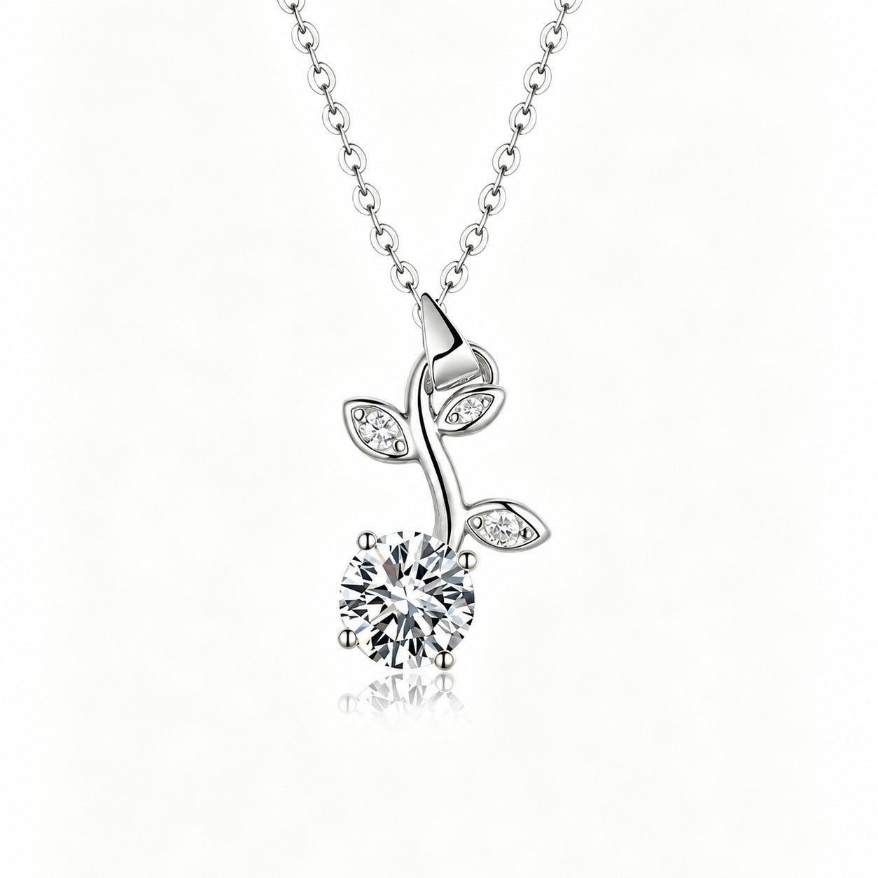 Moissanite Branch Leaf Necklace