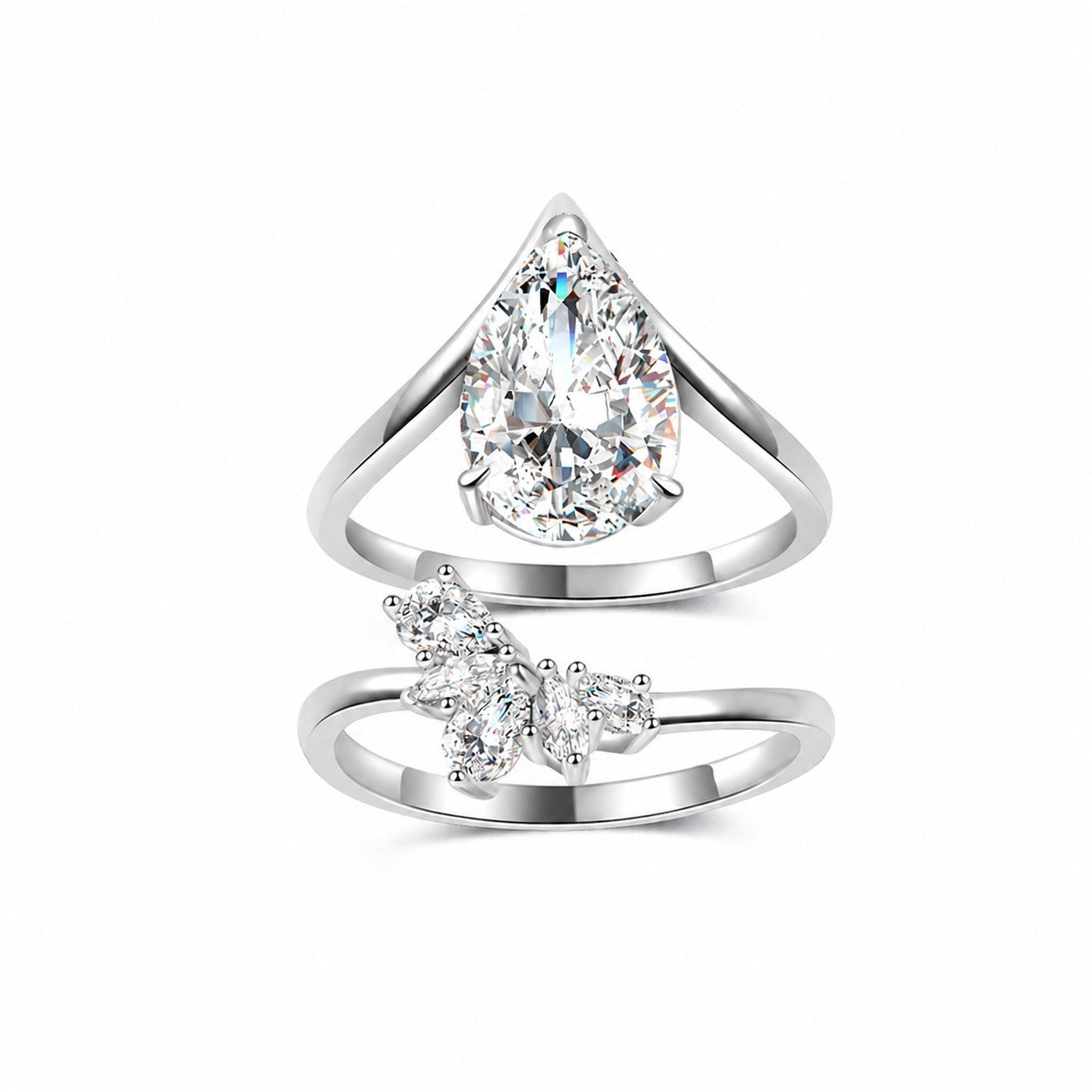 Moissanite Pear Cut Ring Set