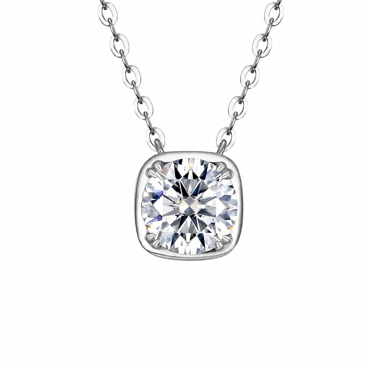 Moissanite Square Solitaire Necklace
