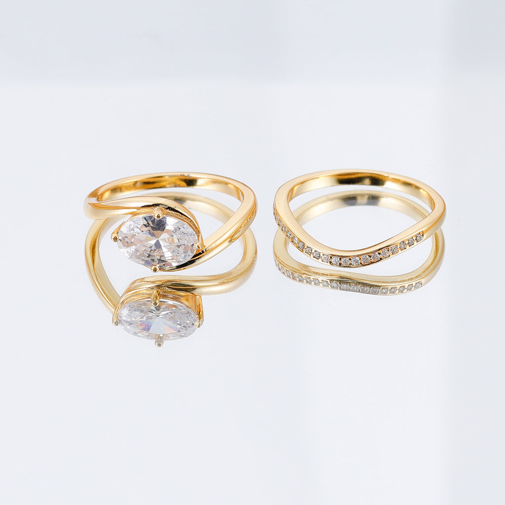 Moissanite Oval Ring Set