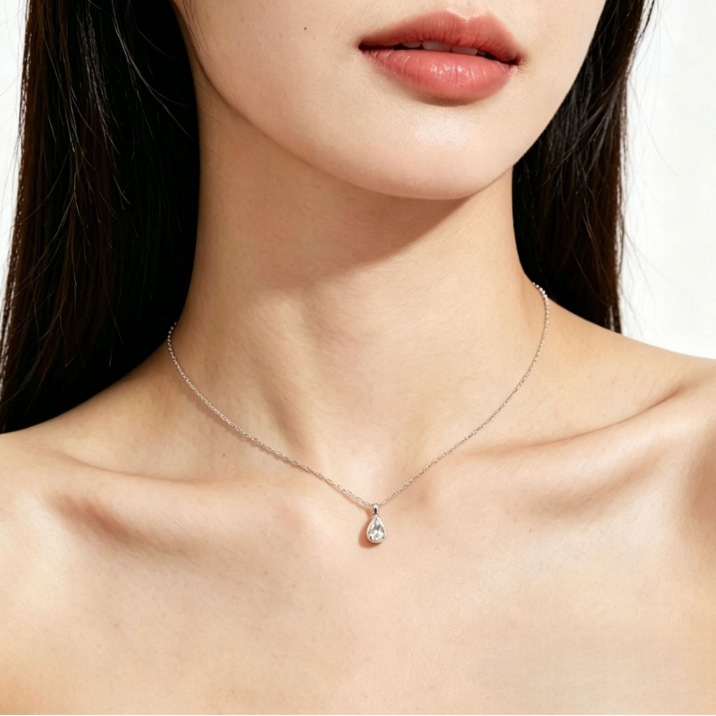 Moissanite Pear Pendant Necklace