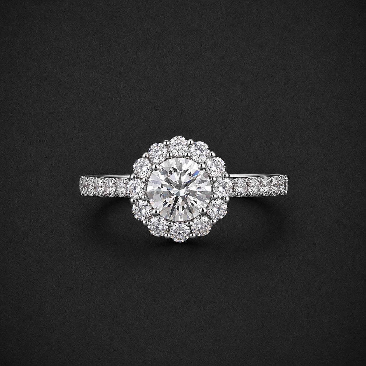 Halo-Moissanite Ring