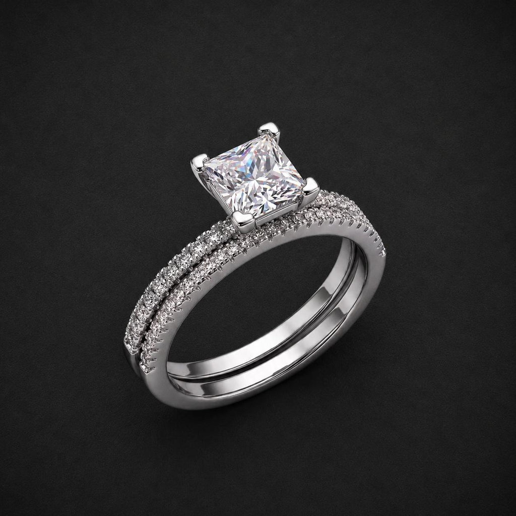 Princess-Cut Moissanite Ring Set